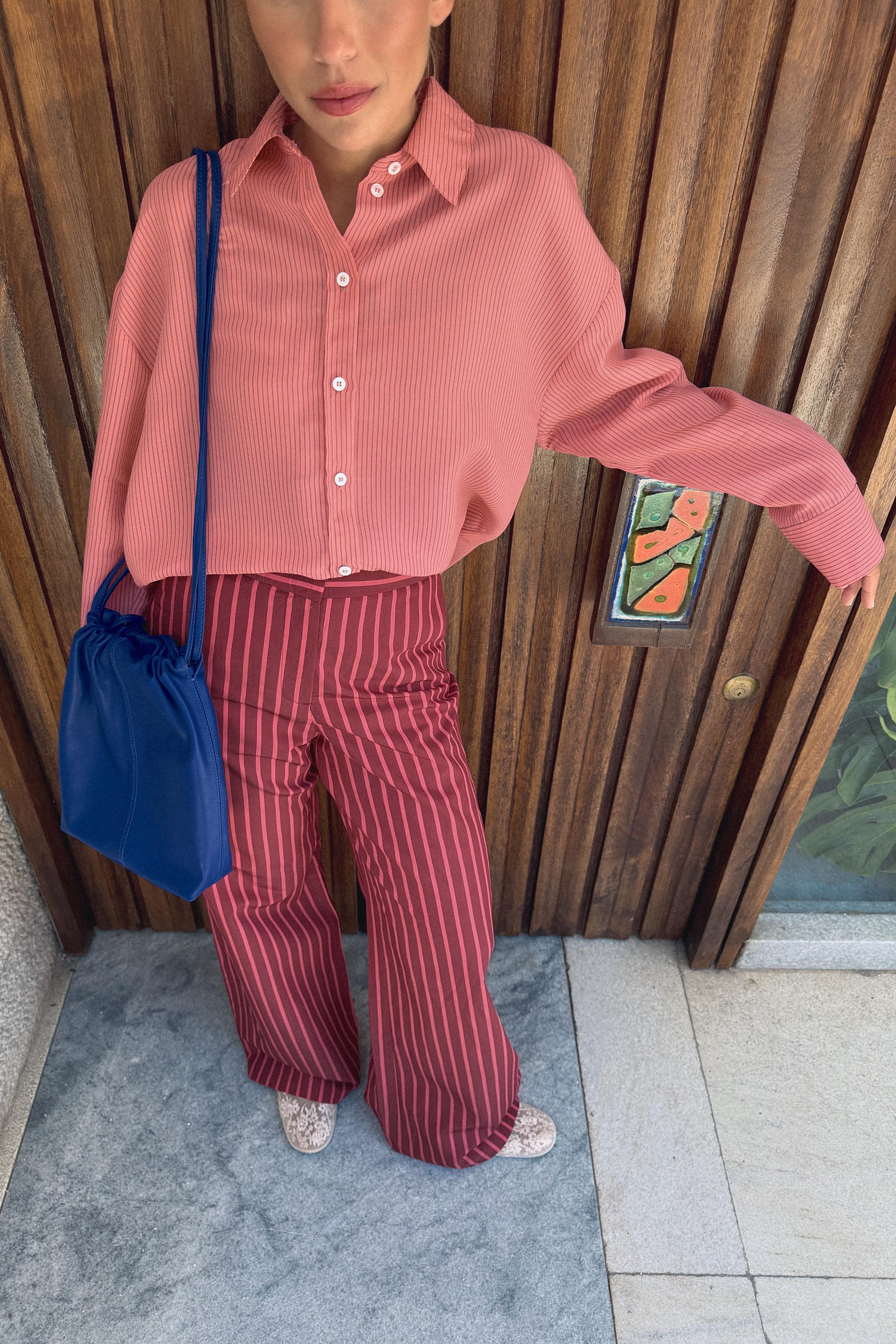STRIPED FLOWY SHIRT